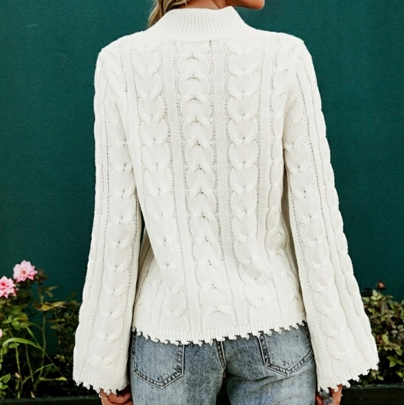 Bell Sleeve Cable Knit Sweater - Picture 2 of 3